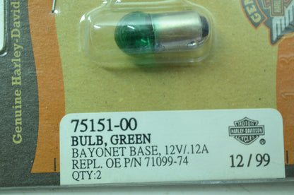 OEM Harley-Davidson 75151-00 Green Trade Bulb #53 NOS