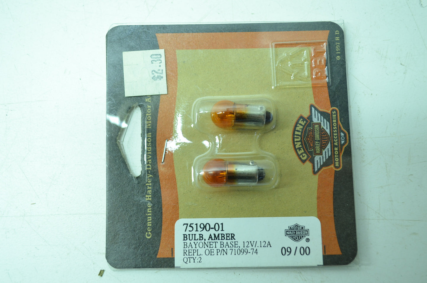 OEM Harley-Davidson 75190-01 Amber Trade Bulb #53 NOS