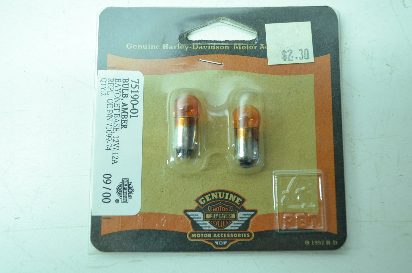 OEM Harley-Davidson 75190-01 Amber Trade Bulb #53 NOS