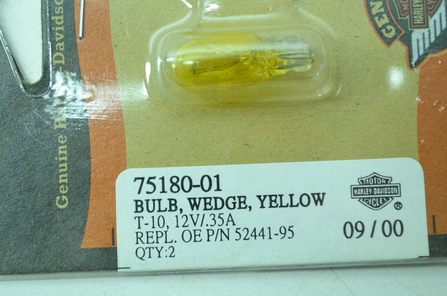 OEM Harley-Davidson 75180-01 Bulb Type T-3 1/4 #168 Yellow NOS