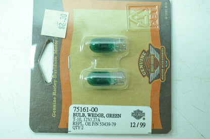 OEM Harley-Davidson 75161-00 Bulb Type T-3 1/4 #194 Green NOS