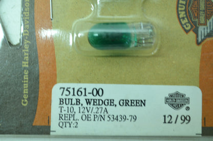 OEM Harley-Davidson 75161-00 Bulb Type T-3 1/4 #194 Green NOS