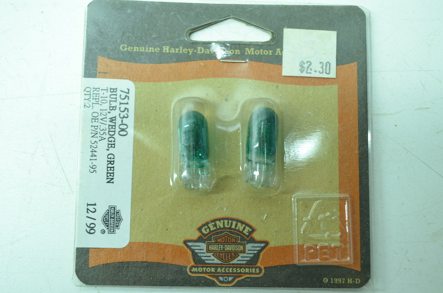 OEM Harley-Davidson 75153-00 Bulb Type T-3 1/4 #168 Green NOS
