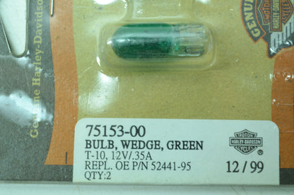 OEM Harley-Davidson 75153-00 Bulb Type T-3 1/4 #168 Green NOS