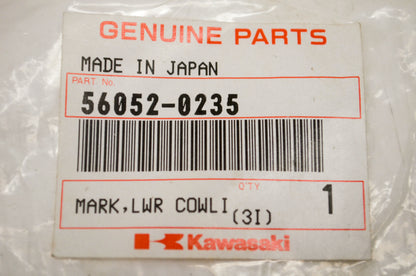 New OEM Kawasaki 56052-0235 Mark Lower Cowling Left Hand NOS