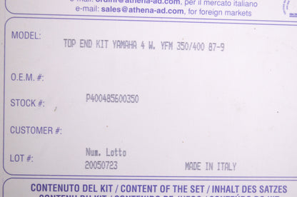 Athena P400485600350 Top End Kit NOS
