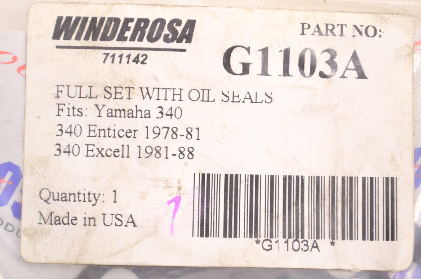 Winderosa G1103A Engine Gasket Kit With Oil Seals NOS