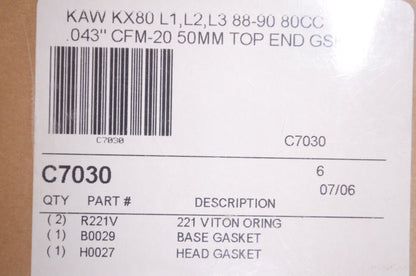 Cometic C7030, B0029, H0027 Top End Gasket Kit NOS