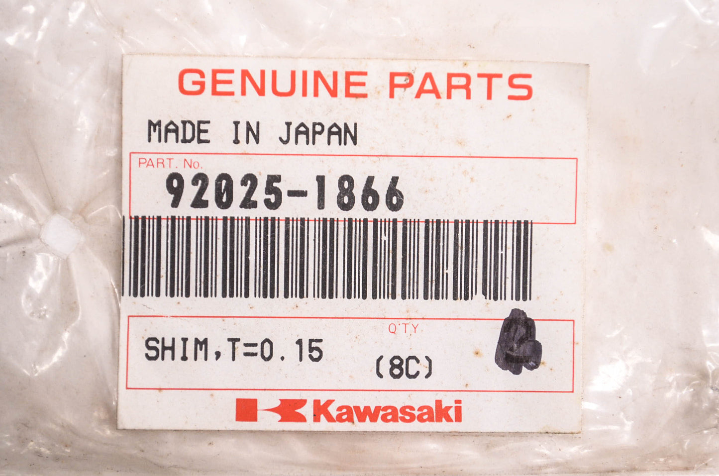 New OEM Kawasaki 92025-1866 Shim T=0.15 NOS