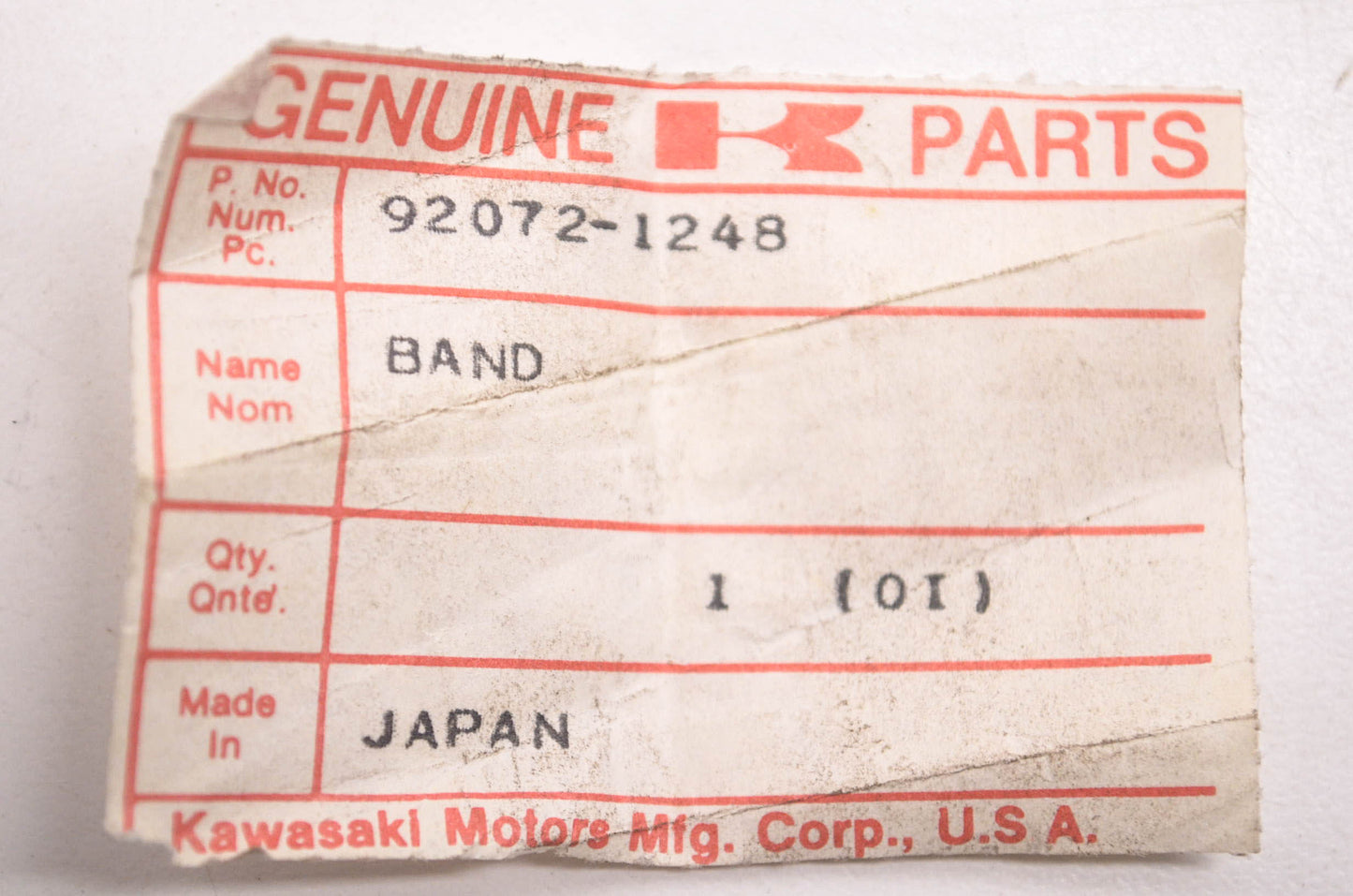 New OEM Kawasaki 92072-1248 Band NOS