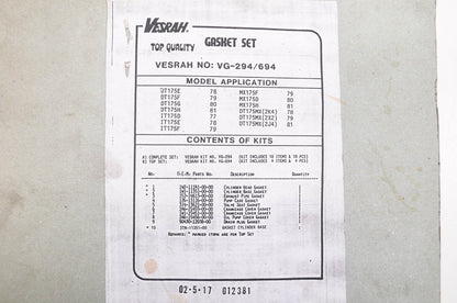 Vesrah VG-294 Gasket Set NOS