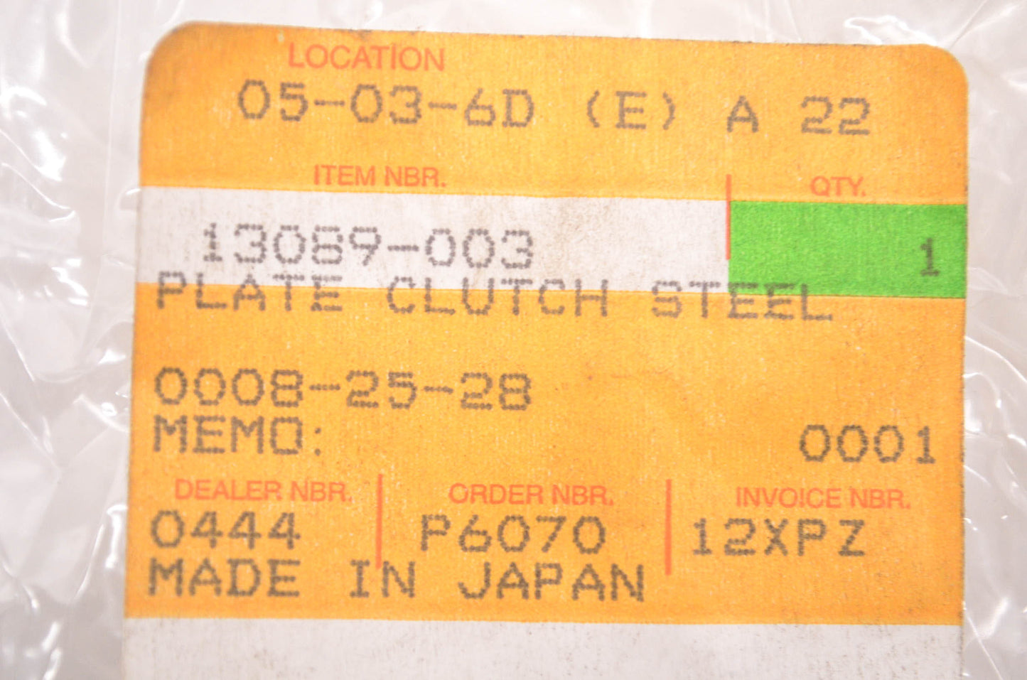 New OEM Kawasaki 13089-003 Clutch Steel Plate NOS
