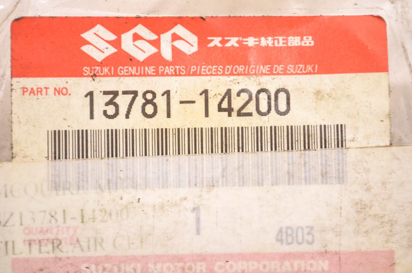 New OEM Suzuki 13781-14200 Air Filter NOS