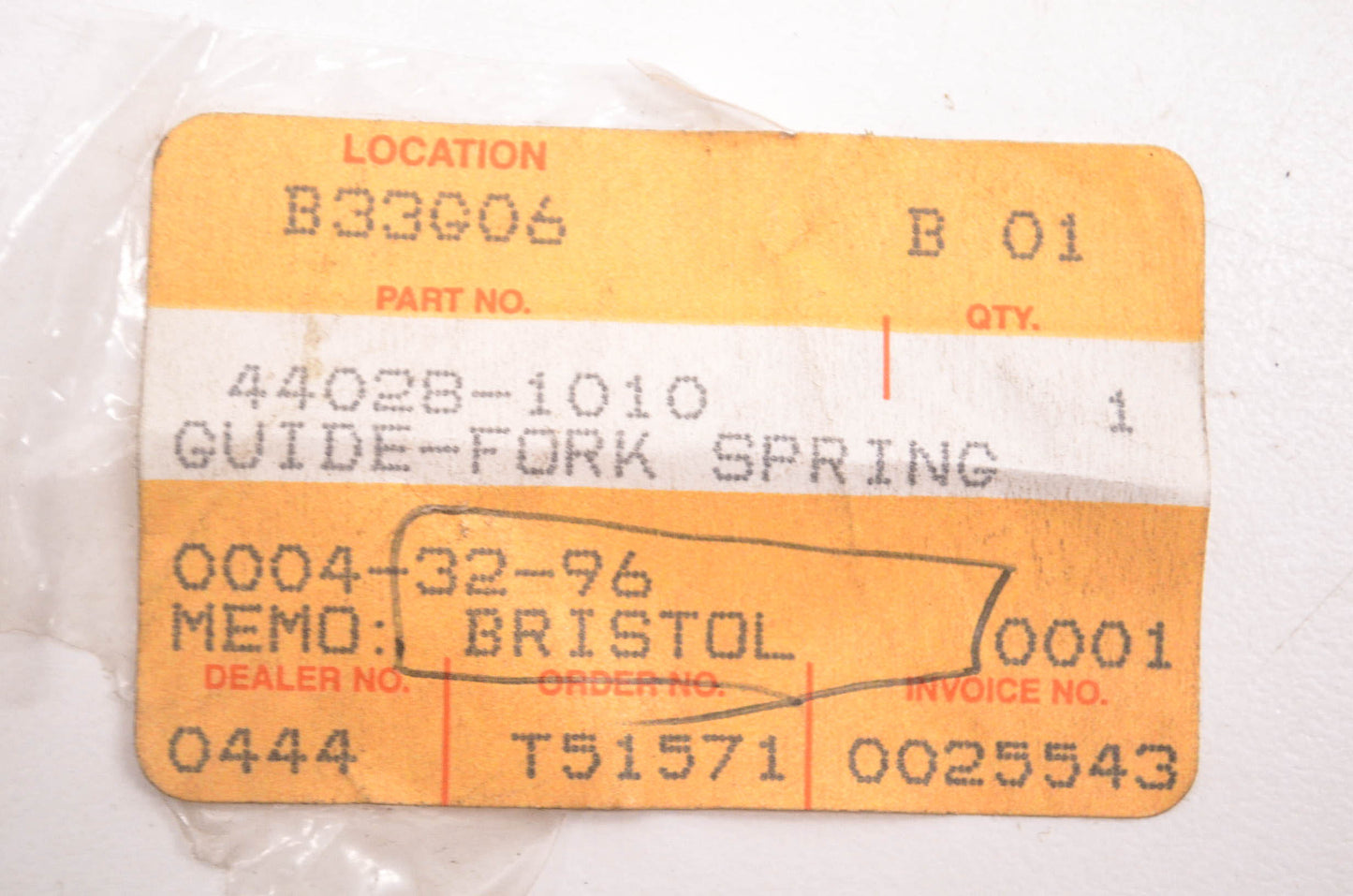 New OEM Kawasaki 44028-1010 Fork Spring Guide NOS