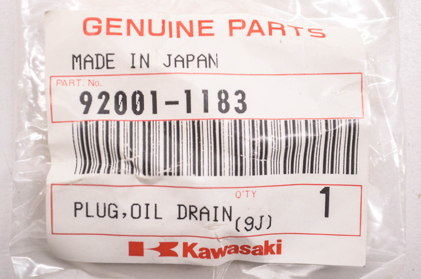 New OEM Kawasaki 92001-1183 Engine Oil Drain Plug NOS