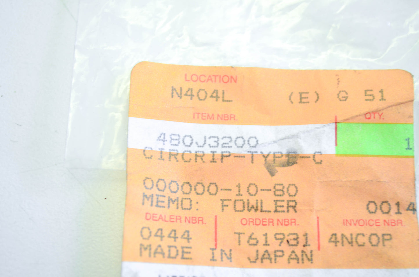 New OEM Kawasaki 480J3200 Circlip NOS