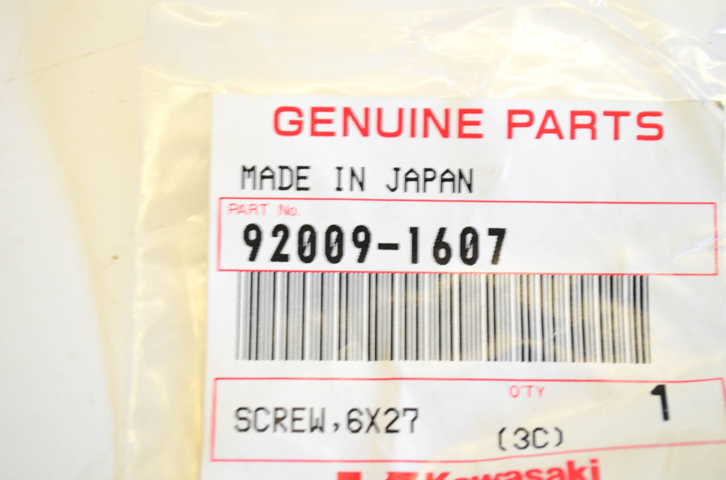 New OEM Kawasaki 92009-1607 Screw NOS