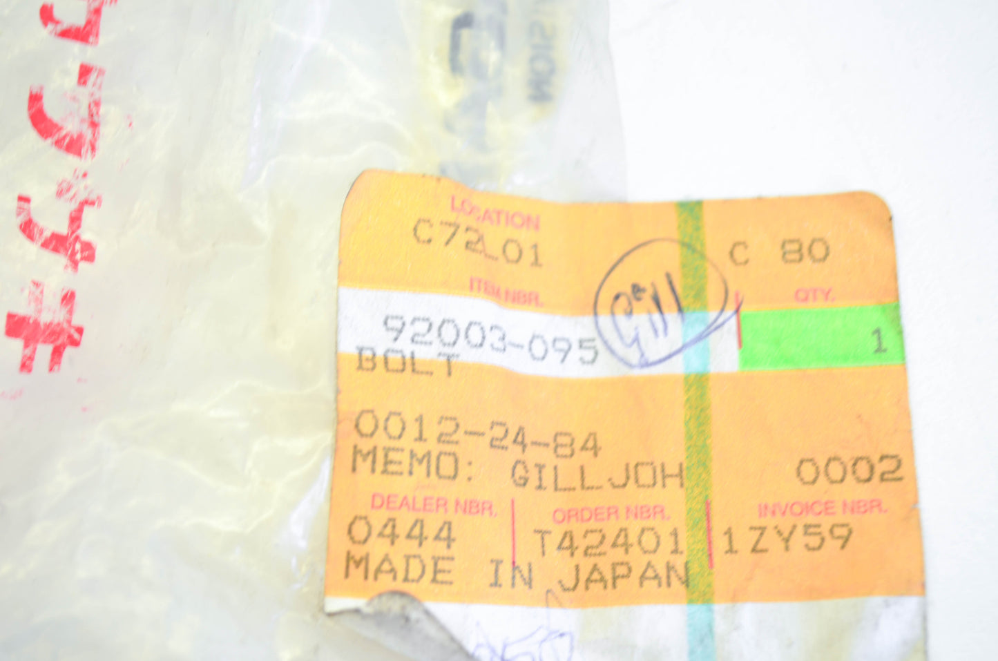 New OEM Kawasaki 92003-095 Oil Pan Pump Bolt NOS