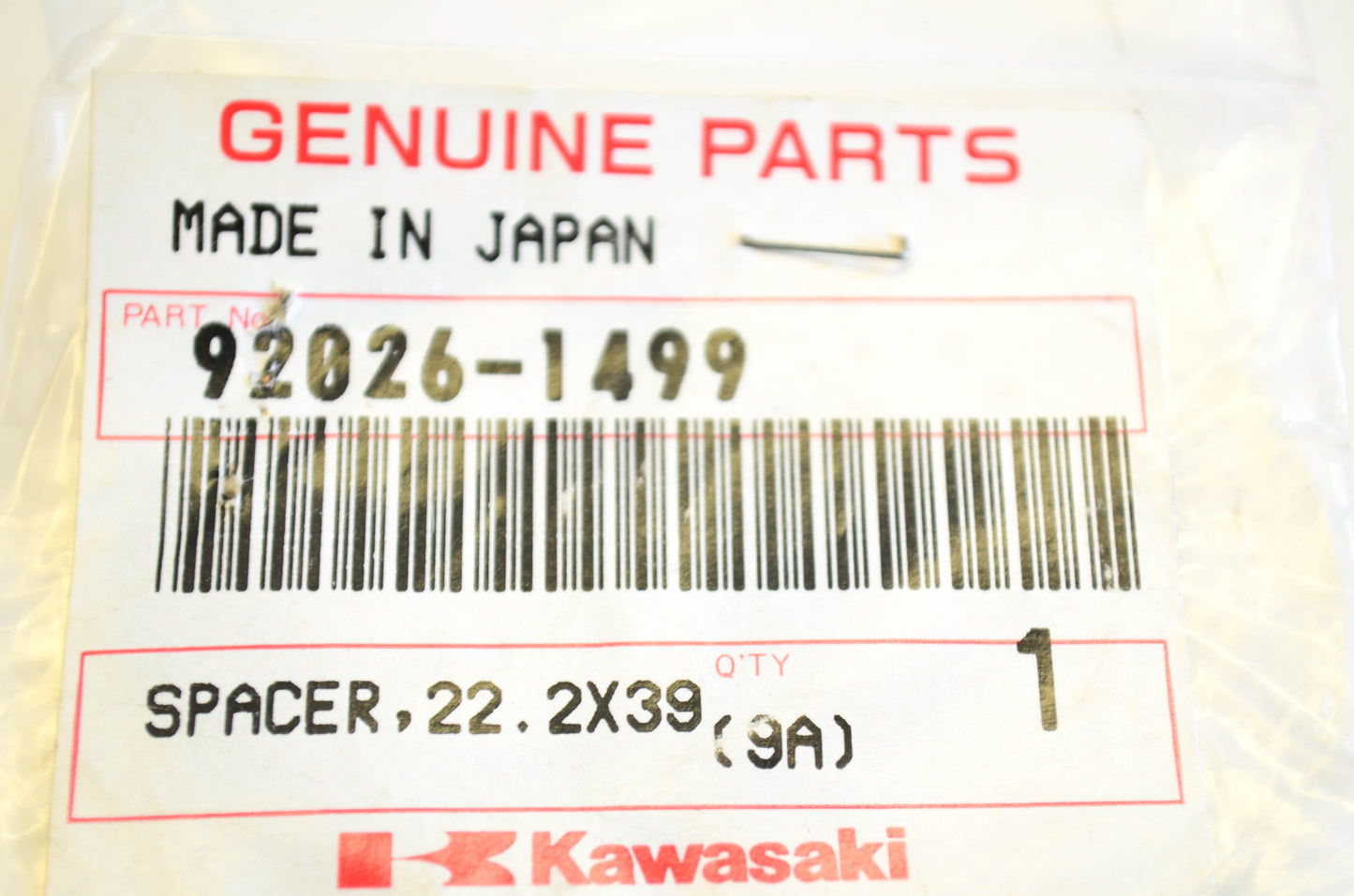 New OEM Kawasaki 92026-1499 Washer NOS