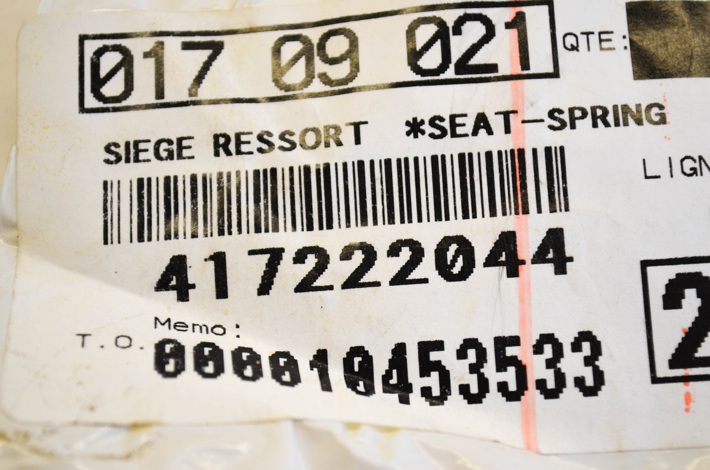 OEM Ski-Doo 417222044 Spring Seat