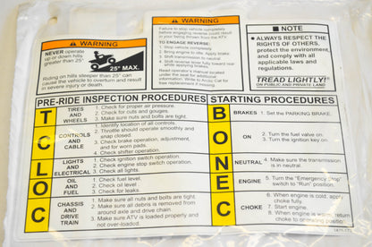 New OEM Arctic Cat 1411-173 Pre Ride Warning Decal NOS