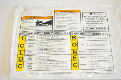 New OEM Arctic Cat 1411-173 Pre Ride Warning Decal NOS