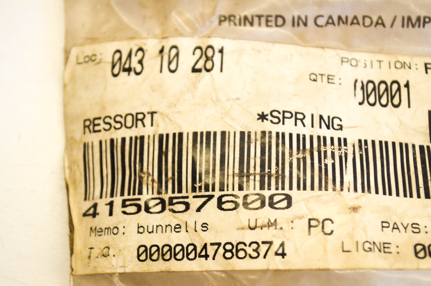 OEM Ski-Doo 415057600 Spring
