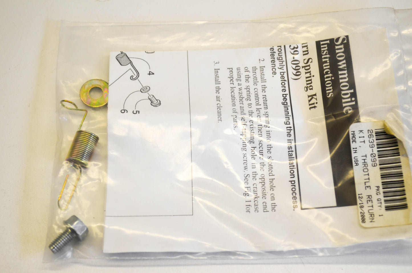 New OEM Arctic Cat 2639-099 Throttle Return Spring Kit NOS
