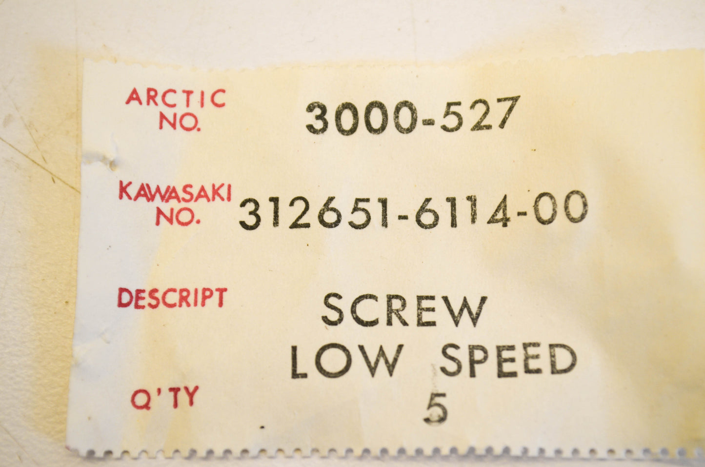 New OEM Arctic Cat 3000-527 Low Speed Screw NOS