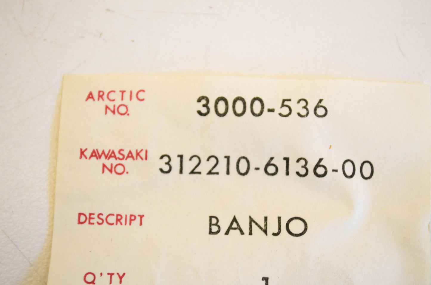 New OEM Arctic Cat 3000-536, 312210-6136-00 Banjo NOS