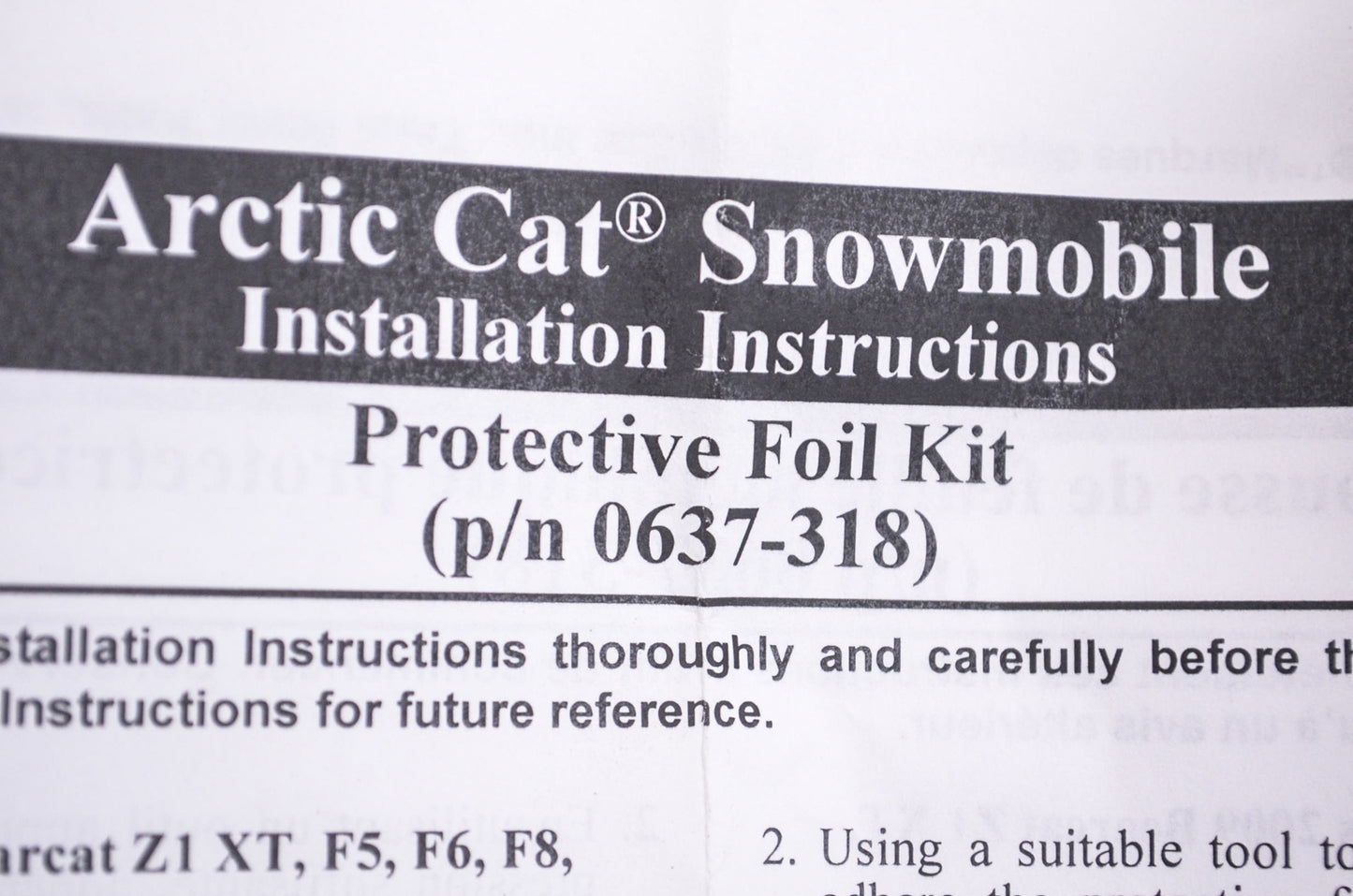 New OEM Arctic Cat 0637-318 Update Prot Foil Kit NOS