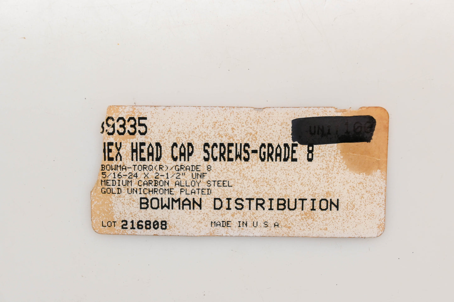 Bowman 39335, 961-625 5/16"-24 x 2-1/2" Grade 8 Bolts NOS