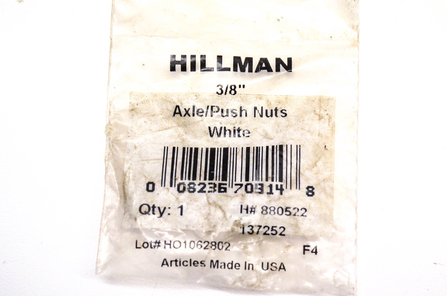 Hillman 880522, 137252 Axle Push Nut 3/8 Inch NOS
