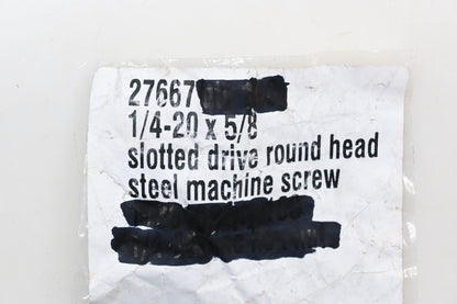 Fastenal 27667 1/4"-20 x 5/8" Slotted Drive Round Head Zinc Plated Steel Machine Screws Qty 115 NOS