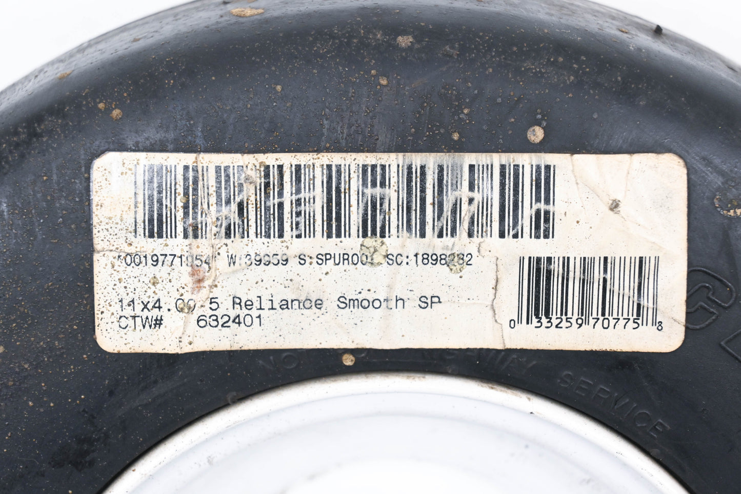 Carlisle 632401 11x4.00-5/3.25 Reliance Smooth Tread Wheel Assembly NOS