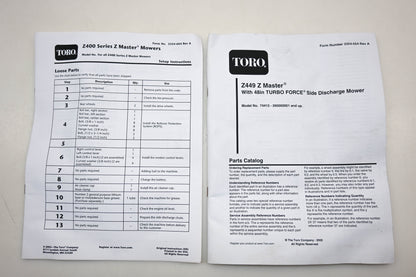 Toro 3354-554, 3354-664, 3355-333 Z449 Z Master Parts Catalog Kit NOS