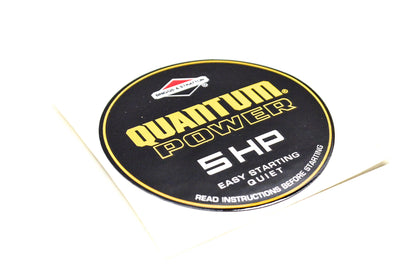 New OEM Briggs & Stratton Quantum Power 5 HP Decal 2 1/2 Inch Diameter NOS