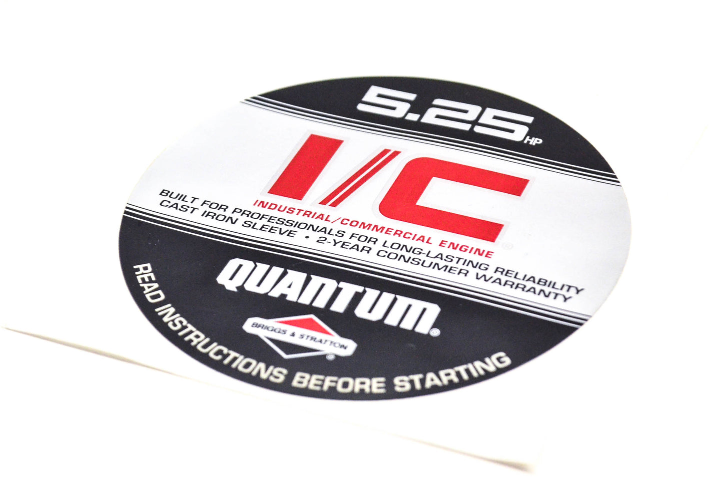 New OEM Briggs & Stratton Quantum 5.25 HP Engine Decal 3 3/4 Inch Diameter NOS