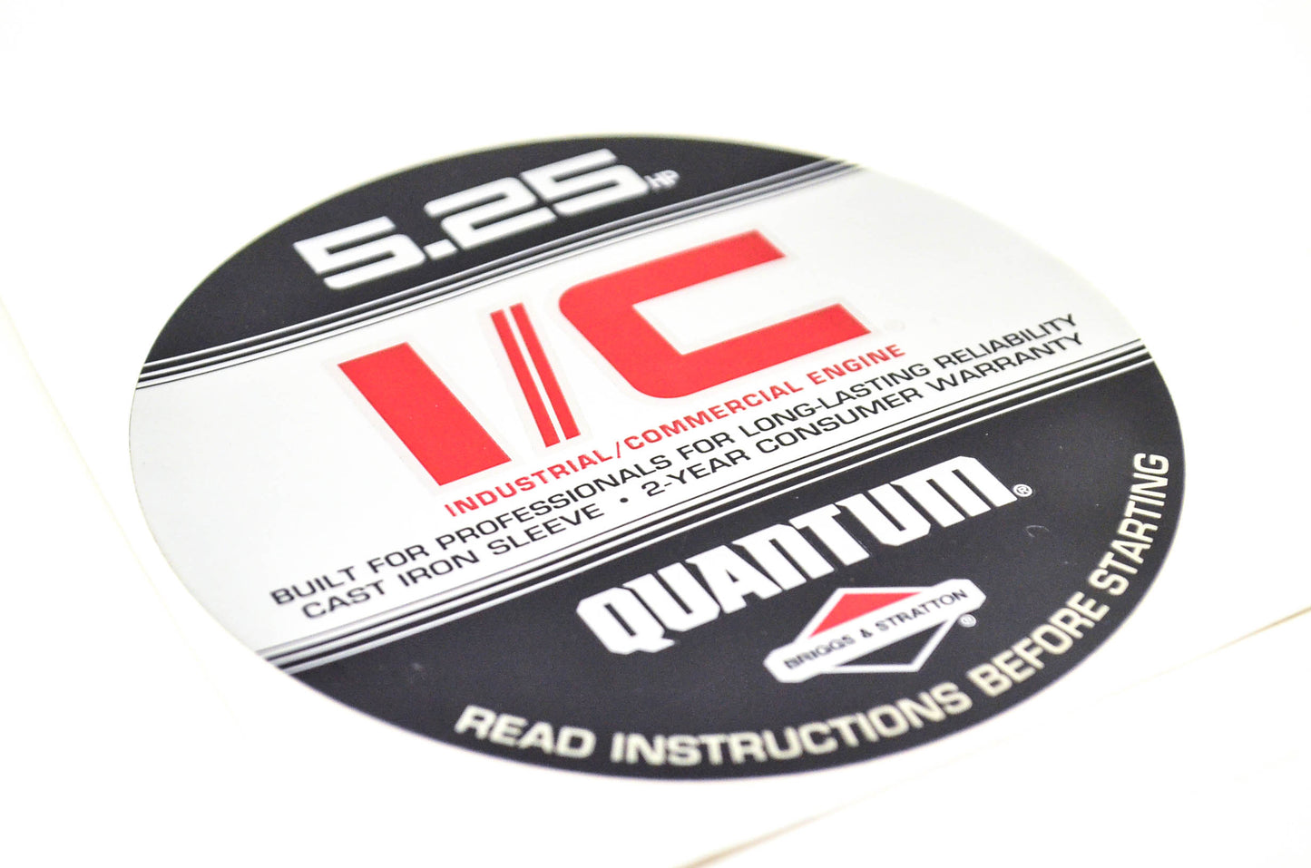 New OEM Briggs & Stratton Quantum 5.25 HP Engine Decal 3 3/4 Inch Diameter NOS