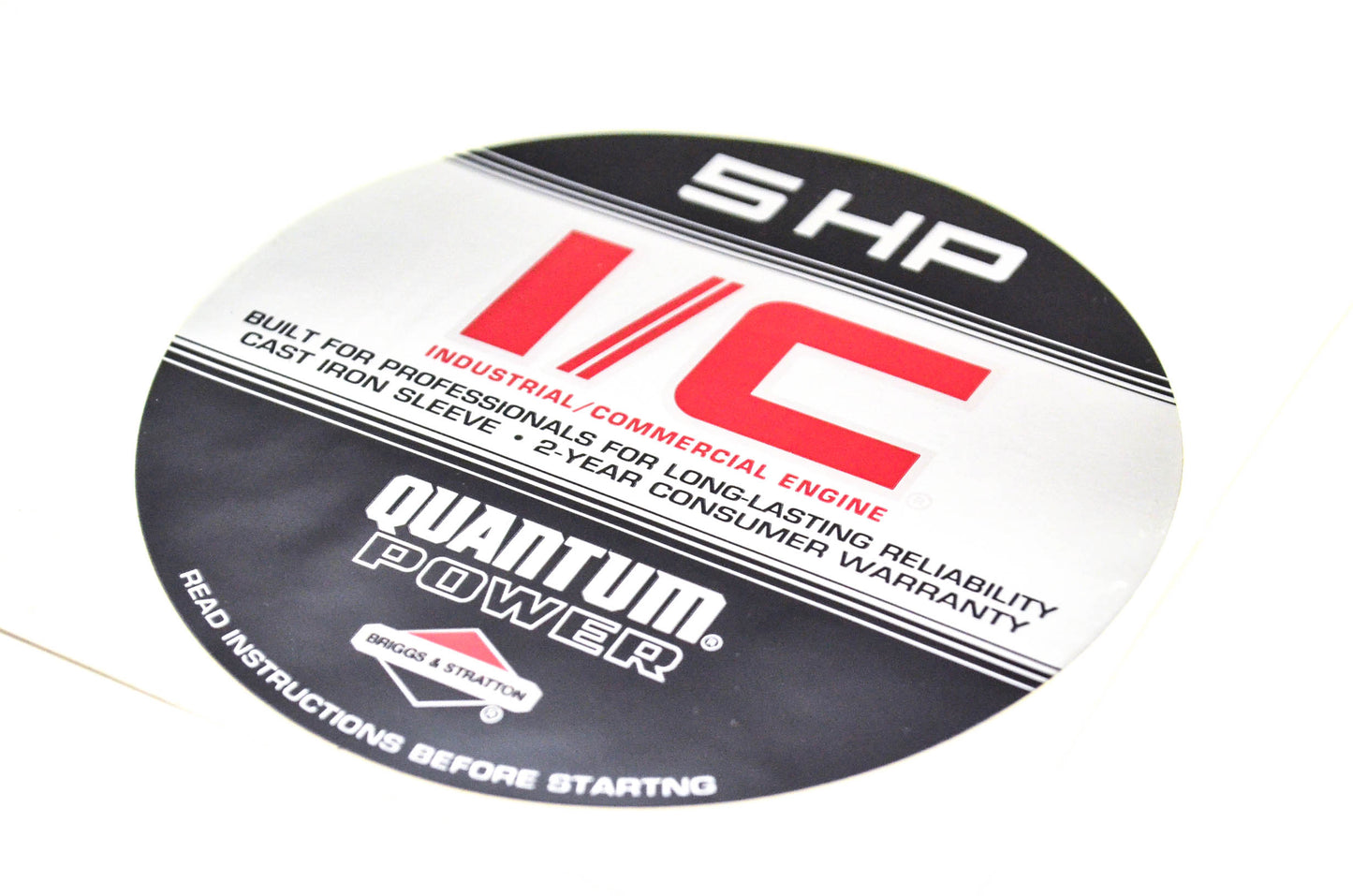 New OEM Briggs & Stratton Quantum 5 HP Engine Decal 3 3/4 Inch Diameter NOS