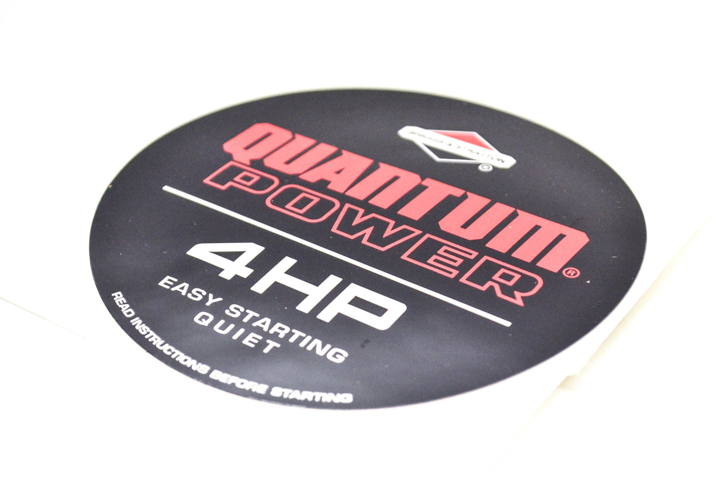 New OEM Briggs & Stratton Quantum Power 4 HP Decal 3 3/4 Inch NOS