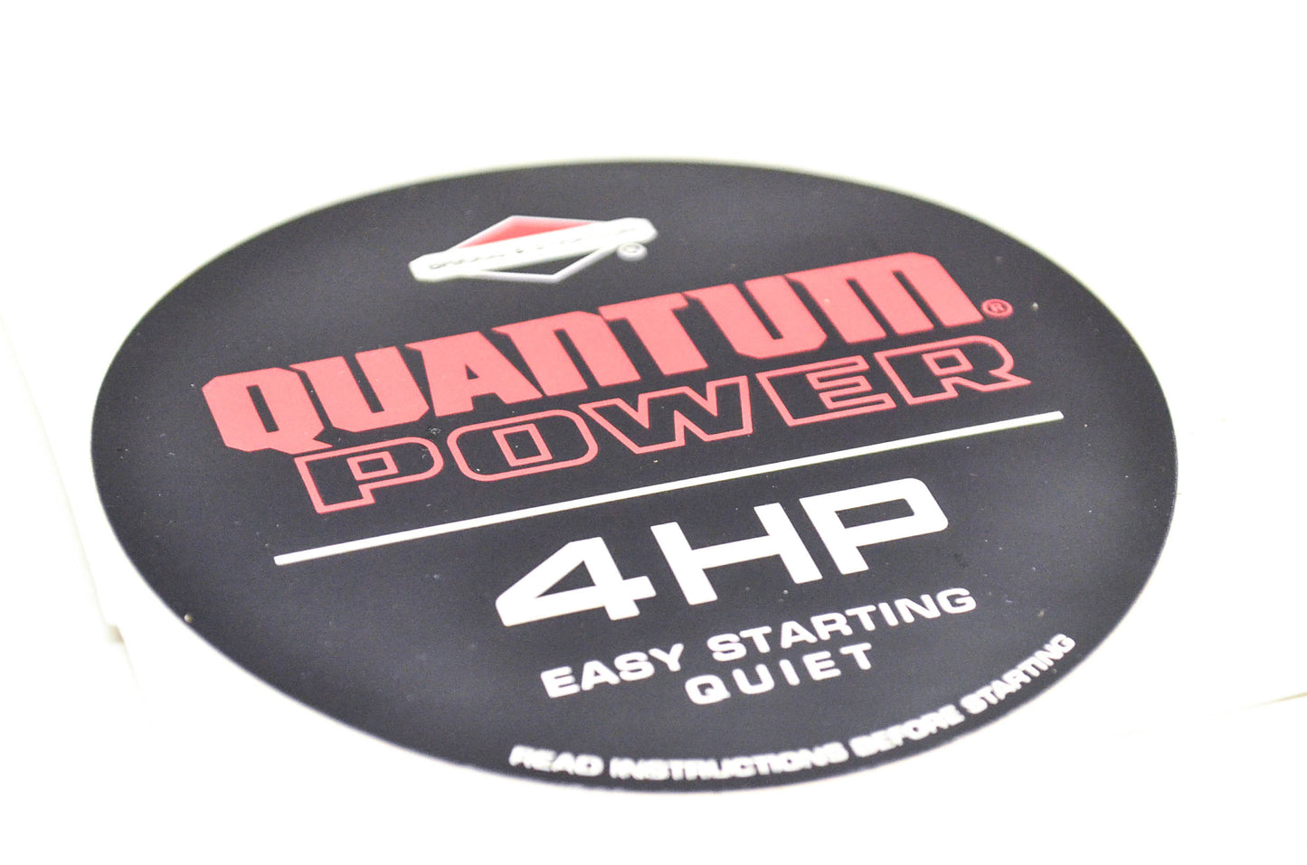 New OEM Briggs & Stratton Quantum Power 4 HP Decal 3 3/4 Inch NOS