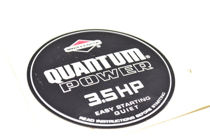 New OEM Briggs & Stratton Quantum Power 3.5 HP Decal 3 Inch NOS