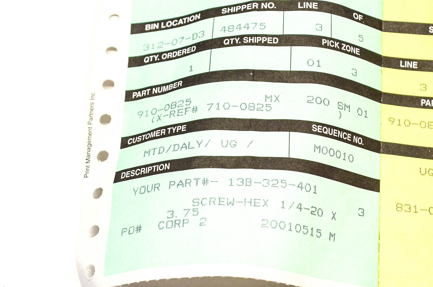 MTD 710-0825, 910-0825 Hex Screw NOS
