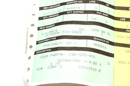 MTD 710-0825, 910-0825 Hex Screw NOS