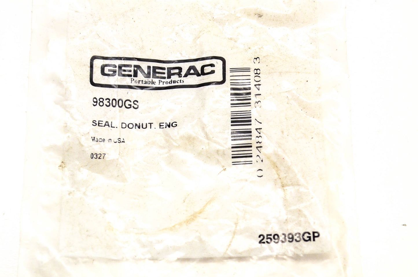 Generac 98300GS, 259393GP Donut Seal NOS