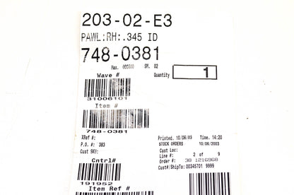 MTD 748-0381 Pawl Right Hand NOS