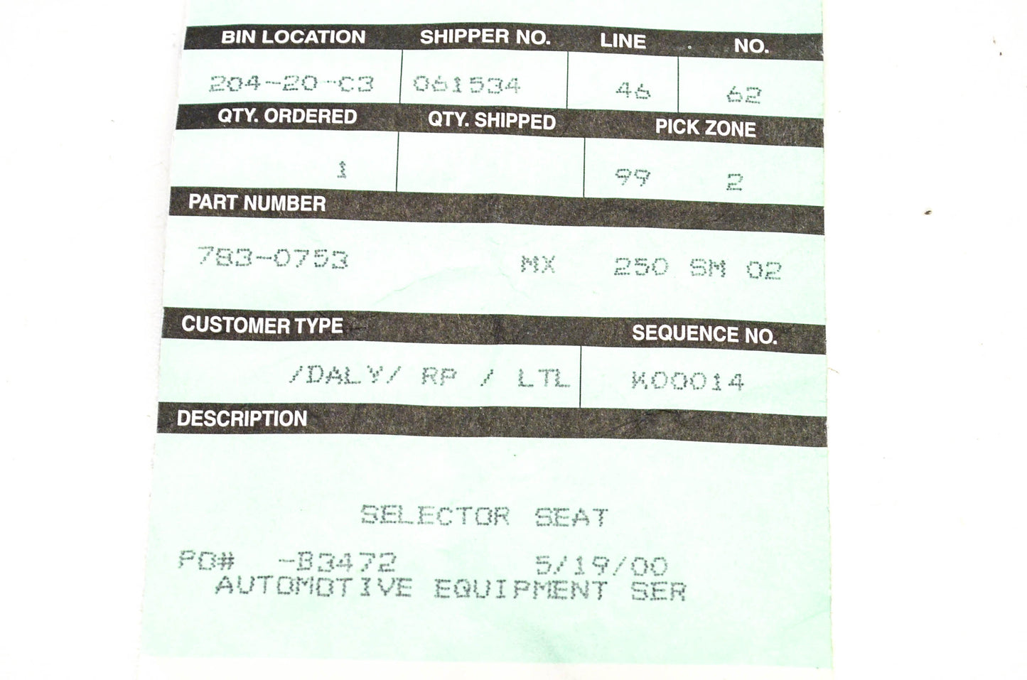 MTD 783-0753 Seat Adjustment Bracket NOS