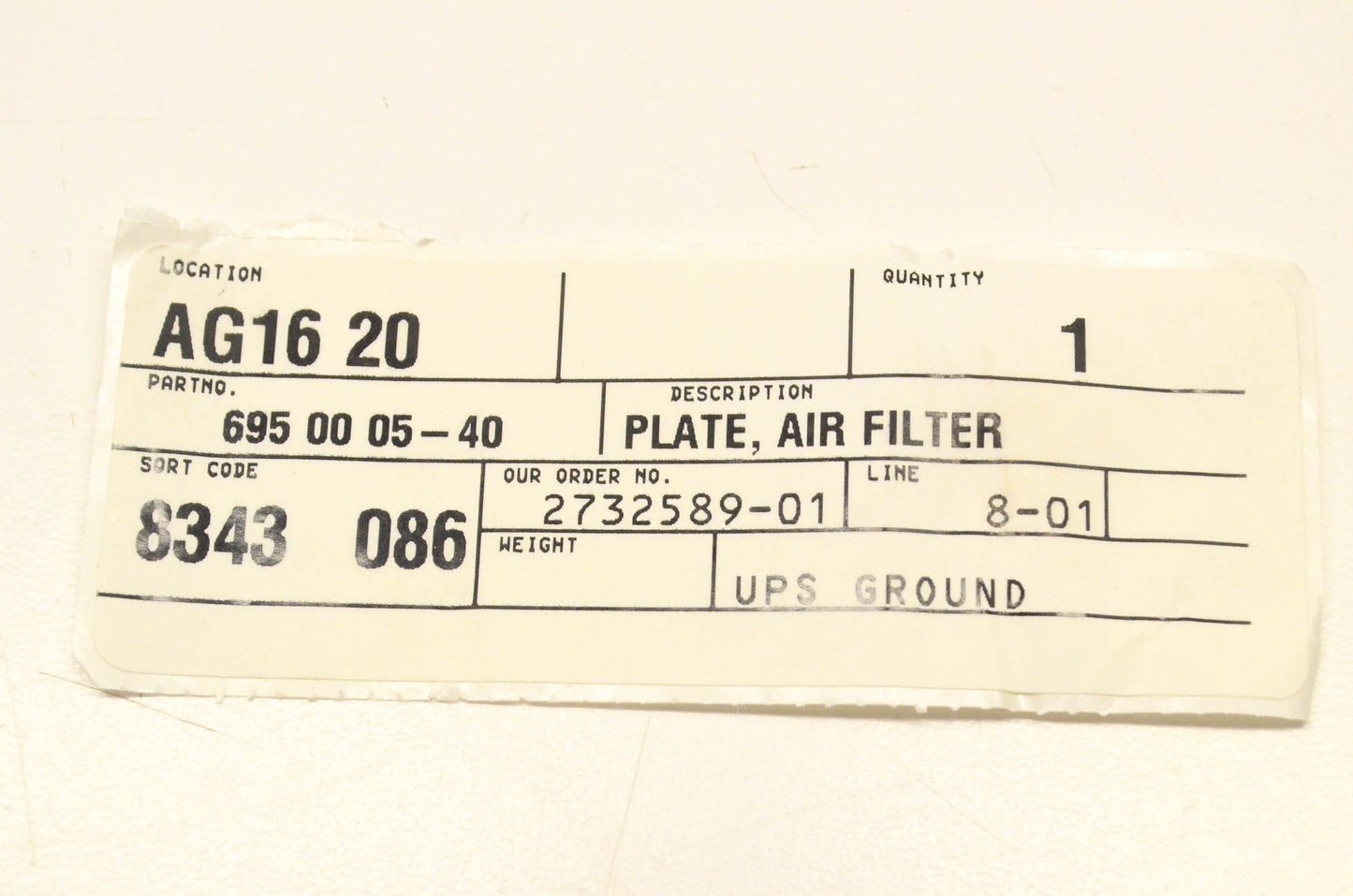 Aftermarket 695 00 05-40 Air Filter Plate NOS
