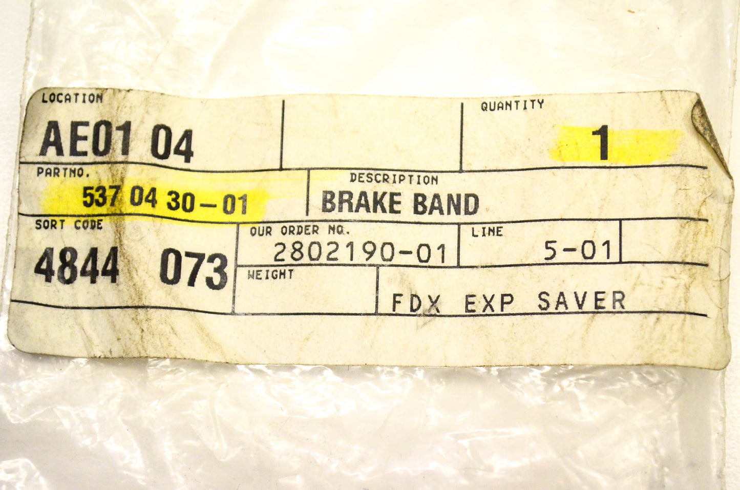 New OEM Husqvarna 537 04 30-01 Brake Band NOS